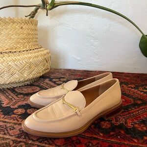 Sarto leather Beige Loafers with Gold Accent size 9